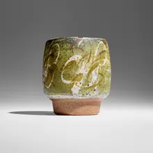 Early vase by Peter Voulkos, c. 1953, glazed stoneware, sold Oct 2025