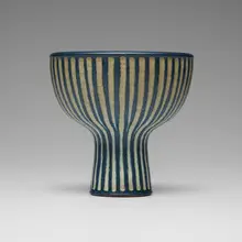 Footed bowl by Harrison McIntosh, c. 1960, carved and glazed stoneware, sold Oct 2025