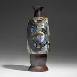 Peter Voulkos, Untitled (Tall Covered Jar), 1956, glazed stoneware with iron and white slips