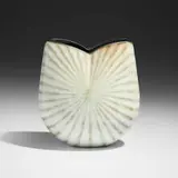 John Ward, Striped Pillow Form with Cut Rim, c. 1995, glazed stoneware