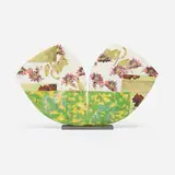 Bennett Bean, Wing, c. 2000, pit-fired, painted, digital transfer-decorated, and gilt earthenware, aluminum base