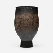 Edwin and Mary Scheier, Early and Tall vase, 1962, glazed and incised stoneware