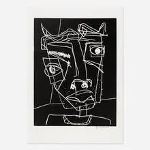 David Larwill, Head (Black), 2023, linocut