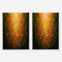Raymond Arnold, And What it Does Not See Hidden in the Forest (diptych), 1996, screenprint in colors on Fabriano