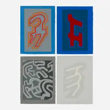 Chryssa, Four works from the Gates to Times Square series, 1978, screenprint in colors