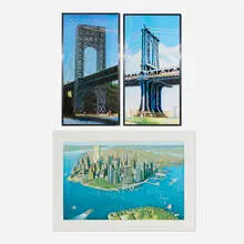 Richard Haas, Three works, 1999, etching and aquatint in colors on BFK Rives; lithograph and screenprint on aluminum