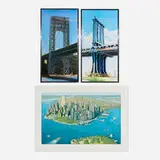 Richard Haas, Three works, 1999, etching and aquatint in colors on BFK Rives; lithograph and screenprint on aluminum