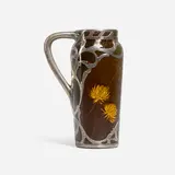 Owens Pottery, Cruet with clovers and overlay