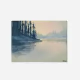 A Northern Lake (Scenic Vellum plaque) by Patti Conant for Rookwood Pottery, 1916, glazed earthenware, original frame, sold Nov 2023