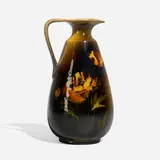 Constance Baker for Rookwood Pottery, Standard Glaze cruet with poppies, 1895, glazed earthenware
