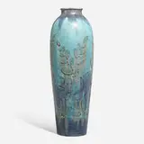 Tall Later Mat/Mat Moderne vase with flowers by William E. Hentschel for Rookwood Pottery, sold Nov 2023