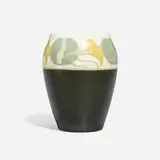 Irene Bishop for Rookwood Pottery, Rare Black Iris Glaze vase with nasturtiums