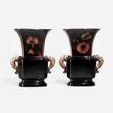 Designed Crystal vases with dolphin handles, pair by Kay Ley for Rookwood Pottery, sold Nov 2023