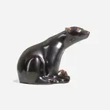 Louise Abel for Rookwood Pottery, Nubian Black production Seated Polar Bear paperweight