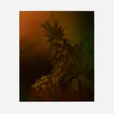 Pineapples (Standard Glaze plaque) by Albert Robert Valentien, c. 1895, glazed earthenware, sold Nov 2023