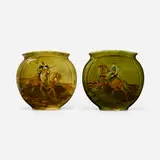 E. & W. Bennett Pottery, Vases with Arabian hunters, set of two