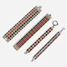 Jacob Bengel, Brickwork bracelets, set of four, c. 1931-33, paint on polished chrome-plated metal