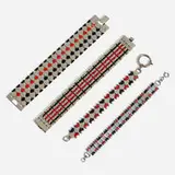Jacob Bengel, Brickwork bracelets, set of four, c. 1931-33, paint on polished chrome-plated metal