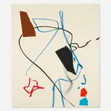 Untitled by Emerson Woelffer, 1988, oil stick, spraypaint and collage on board, sold May 2024