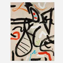 Untitled by Emerson Woelffer, 1993, oil and acrylic on canvas, sold May 2024