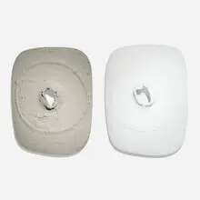 Gaylen Gerber, Support, oil paint on Concetto Spaziale by Lucio Fontana (1968, cast and hand-punctured porcelain) in two parts