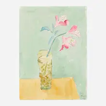Flower in Vase by Sally Michel Avery, 1987, watercolor on paper, sold May 2024