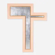 Christian Eckart, Martyr (OP-65), 1986, gel-medium, poly-vinyl color, aluminum leaf and acrylic enamel on birch plywood with enamel on pine and poplar frame
