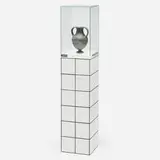 Jean Pierre Raynaud, Stéle + Oenochoé Étrusque, 1985, glazed ceramic tiles, glazed terracotta, glass vitrine