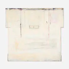 Untitled (LS91-63) by Linda Stojak, 1992, acrylic, wood, paper, tape and nail on canvas construction, sold May 2024