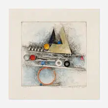 Fletcher Benton, Untitled, 1982, etching with watercolor