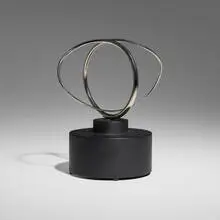 José de Rivera, Construction 6-1-66 (Kinetic Sculpture), 1979, stainless steel, painted wood