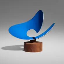 José de Rivera, Untitled (Blue and Black), 1952, painted aluminum, mahogany