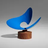 José de Rivera, Untitled (Blue and Black), 1952, painted aluminum, mahogany