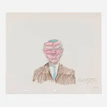 Untitled by Bill Plympton, graphite and colored pencil on paper, sold May 2024
