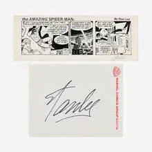 Stan Lee, The Amazing Spider-Man and signature, ink on paper