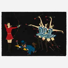 Marcel Dzama, Don't make me a target, 2017, lithograph in colors