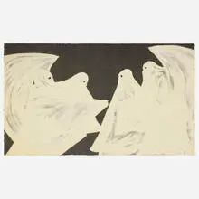 Marcel Dzama, Scared of his own ghost, 2008, lithograph in colors with photoluminescent ink