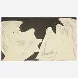 Marcel Dzama, Scared of his own ghost, 2008, lithograph in colors with photoluminescent ink