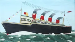 Samuel Bollivar, OCEAN LINER, identified and titled on label verso, Oil on board