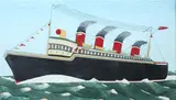 Samuel Bollivar, OCEAN LINER, identified and titled on label verso, Oil on board