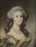 A. Soto, Portrait of Woman with Double Strand Pearl Necklace, Pastel on paper laid on canvas
