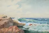 Henriette Lewis Jamison, Seascape, Watercolor and gouache