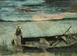 Bringing in the Nets by Continental School, BRINGING IN THE NETS, oil on canvas, sold Apr 2013