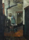 Isidore Saeys, Rear Court, Oil on canvas