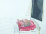 Jody Mussoff, Girl in Bed, Colored pencil