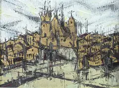 Liuboslav Hutsaliuk, Spires of Kiev, Oil on canvas