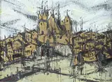 Liuboslav Hutsaliuk, Spires of Kiev, Oil on canvas