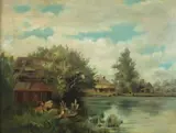 On the Pond by American School, ON THE POND, oil on board, sold Apr 2013