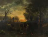Charles Henry Miller, Pastoral Scene at Dusk, Oil on canvas