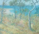 Joseph Trevitts, Autumn on the Lake, Oil on canvas